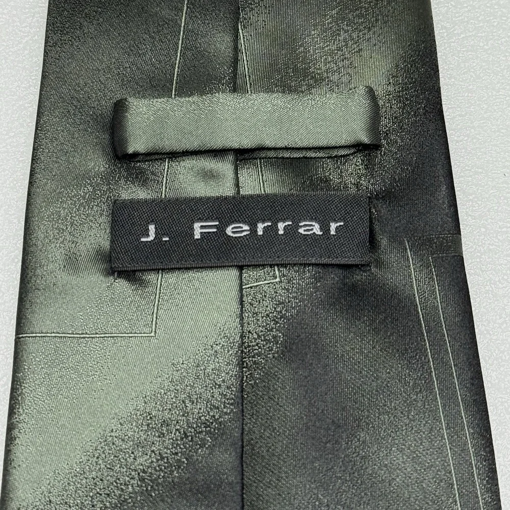Vintage J. Ferrar 100% Silk Men's Tie - MCM Geometric Pattern - 4